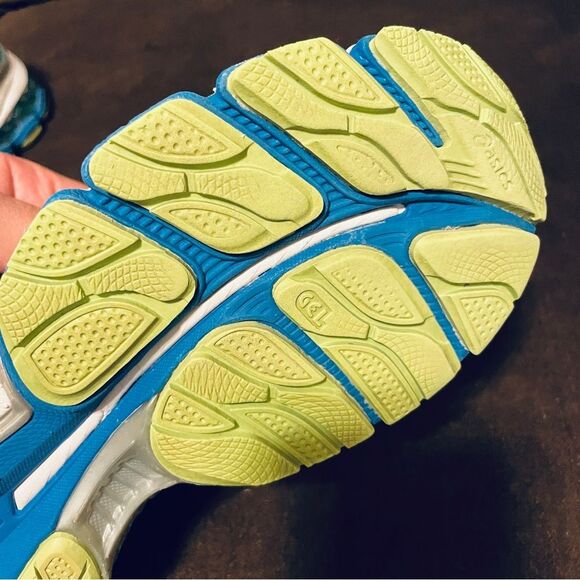 Excellent Asics GEL Nimbus 16 grey blue lime womens running shoes 7.5 Medium - Picture 10 of 13